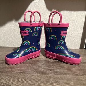 Lone Cone Hearts and Rainbows Rain Boot - 4T